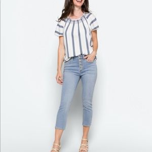 Button up skinny Jean capris